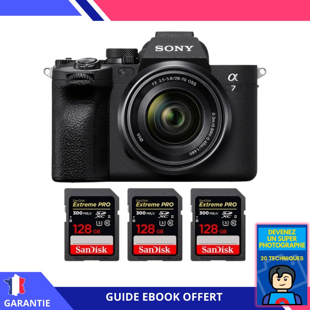 Sony A7 IV + FE 28-70mm F3.5-5.6 OSS Lens + 3x 128GB SanDisk Extreme PRO UHS-II SDXC Cards + 'Become a Super Photographer' Ebook - Hybrid Sony