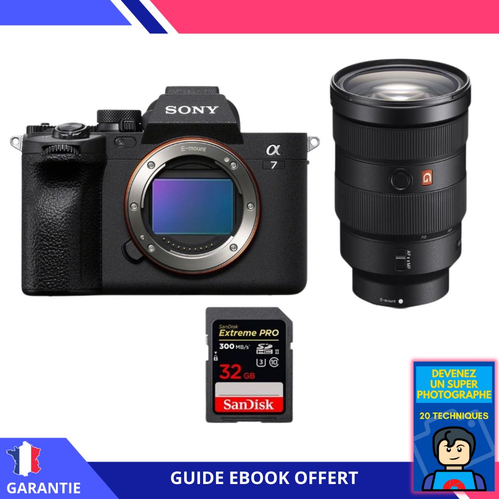 Sony A7 IV + FE 24-70mm f/2.8 GM + Carte mémoire SanDisk 32Go Extreme PRO UHS-II SDXC 300Mo/s + Guide électronique 'Devenez un super photographe' - Appareil photo hybride Sony