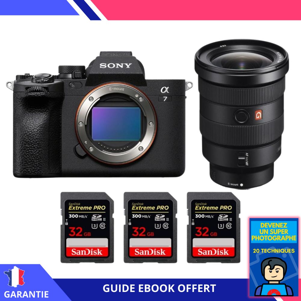 Sony A7 IV + Objetivo FE 16-35mm f/2.8 GM + 3 Tarjetas SanDisk 32GB Extreme PRO UHS-II SDXC 300 MB/s + Ebook 'Conviértete en un Super Fotógrafo' - Cámara Hybrida Sony