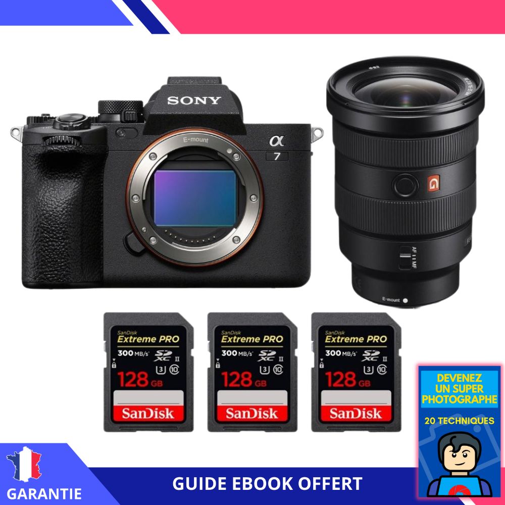 Sony A7 IV + FE 16-35mm f/2.8 GM + 3 SanDisk 128GB Extreme PRO UHS-II SDXC 300MB/s Memory Cards + Ebook 'Devenez Un Super Photographe' - Hybrid Sony