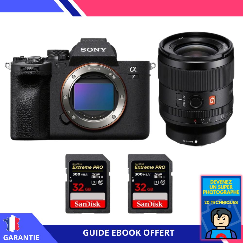 Sony A7 IV + FE 35mm f/1.4 GM Lens + 2x 32GB SanDisk Extreme PRO UHS-II SDXC Cards + 'Become a Super Photographer' Ebook - Sony Hybrid Camera