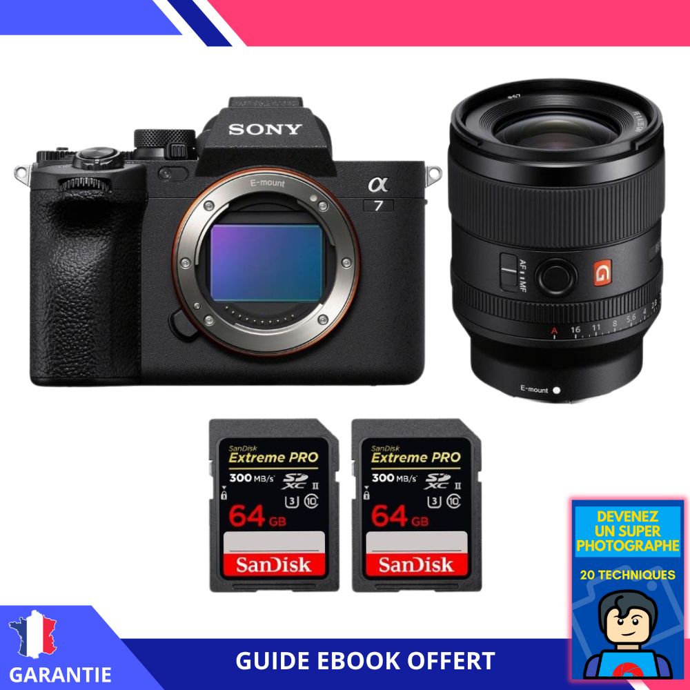 Sony A7 IV + FE 35mm f/1.4 GM + 2 SanDisk 64GB Extreme PRO UHS-II SDXC 300MB/s Memory Cards + Ebook 'Devenez Un Super Photographe' - Hybrid Sony