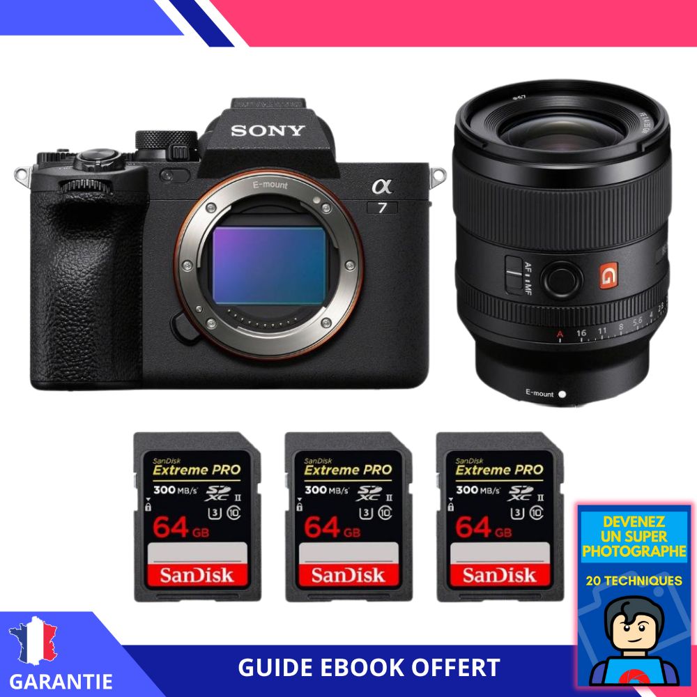 Sony A7 IV + FE 35mm f/1.4 GM + 3 SanDisk 64GB Extreme PRO UHS-II SDXC 300MB/s Memory Cards + Ebook 'Devenez Un Super Photographe' - Hybrid Sony