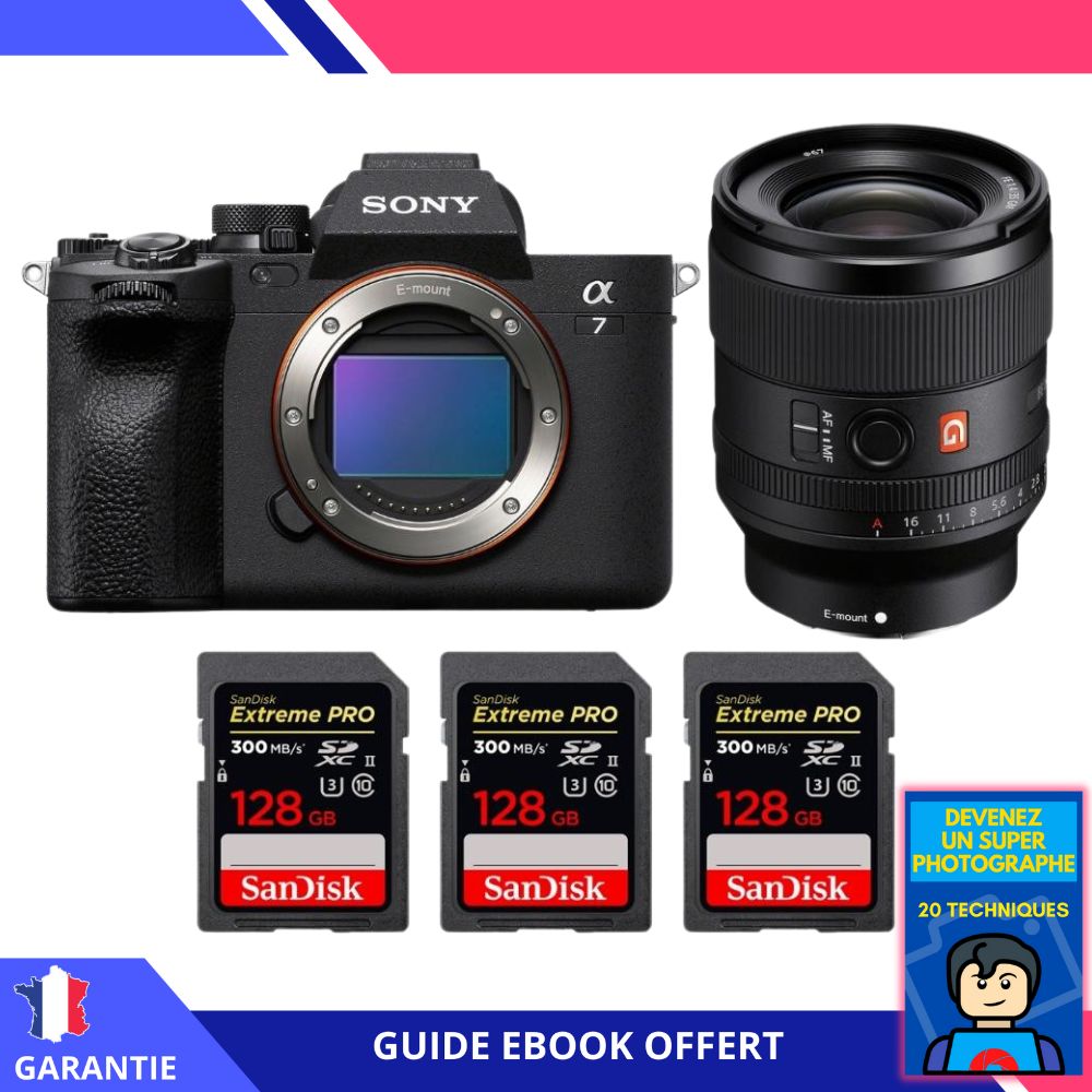 Sony A7 IV + FE 35mm f/1.4 GM Lens + 3 SanDisk 128GB Extreme PRO UHS-II SDXC Cards + 'Become a Super Photographer' Ebook - Hybrid Sony
