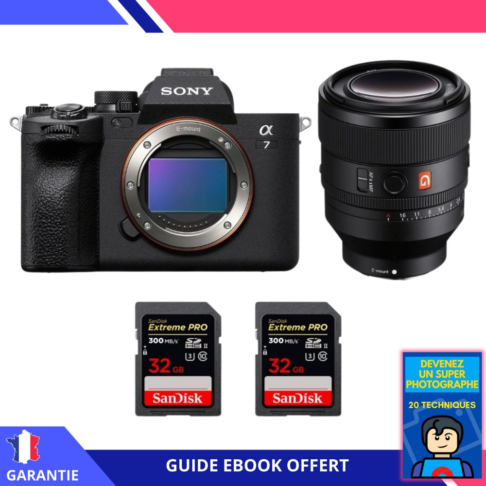 Sony A7 IV + FE 50mm f/1.2 GM + 2 SanDisk 32GB Extreme PRO UHS-II SDXC 300MB/s + Ebook 'Devenez Un Super Photographe' - Hybrid Sony