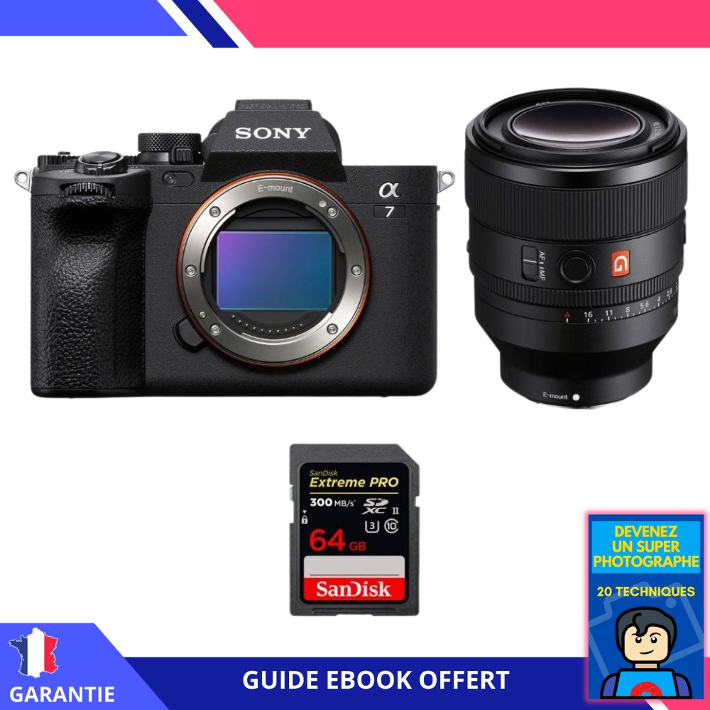 Sony A7 IV + FE 50mm f/1.2 GM + 1 SanDisk 64GB Extreme PRO UHS-II SDXC 300 MB/s + Ebook 'Devenez Un Super Photographe' - Hybrid Sony