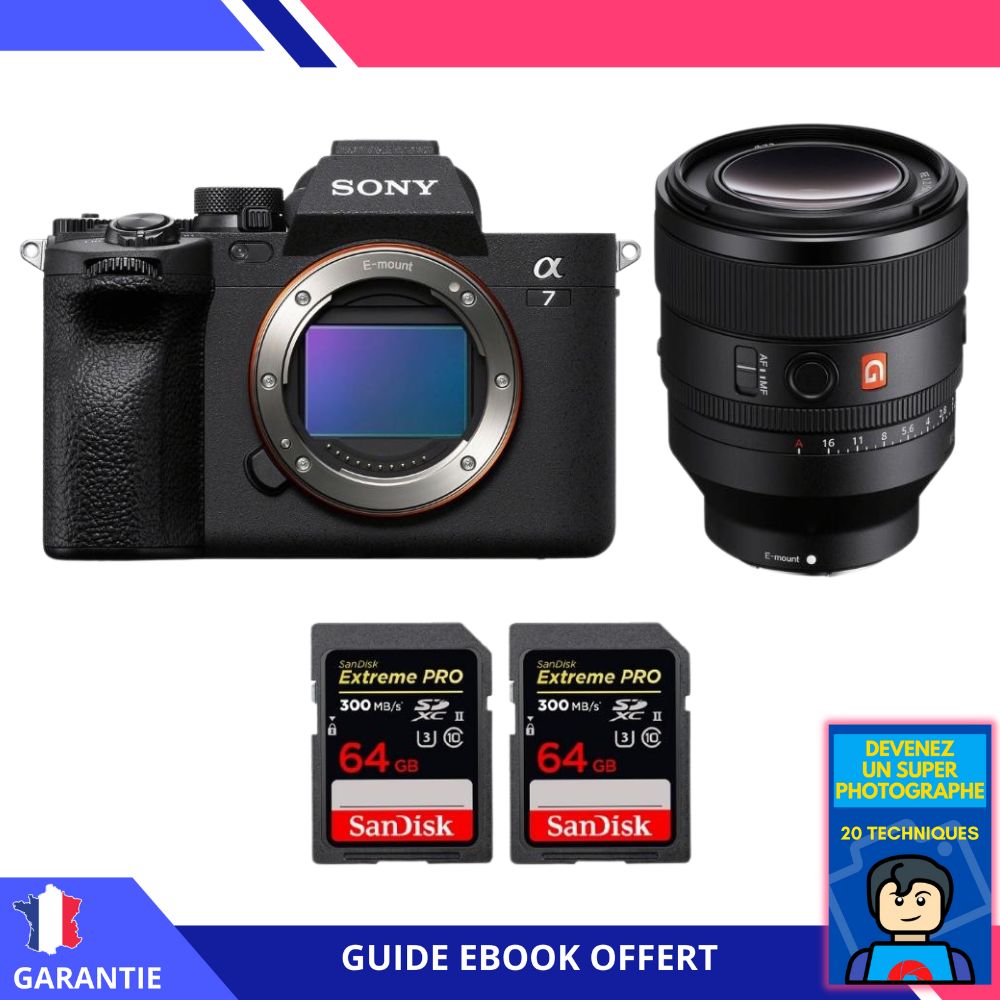 Sony A7 IV + FE 50mm f/1.2 GM + 2 SanDisk 64GB Extreme PRO UHS-II SDXC 300MB/s + Ebook 'Devenez Un Super Photographe' - Hybrid Sony