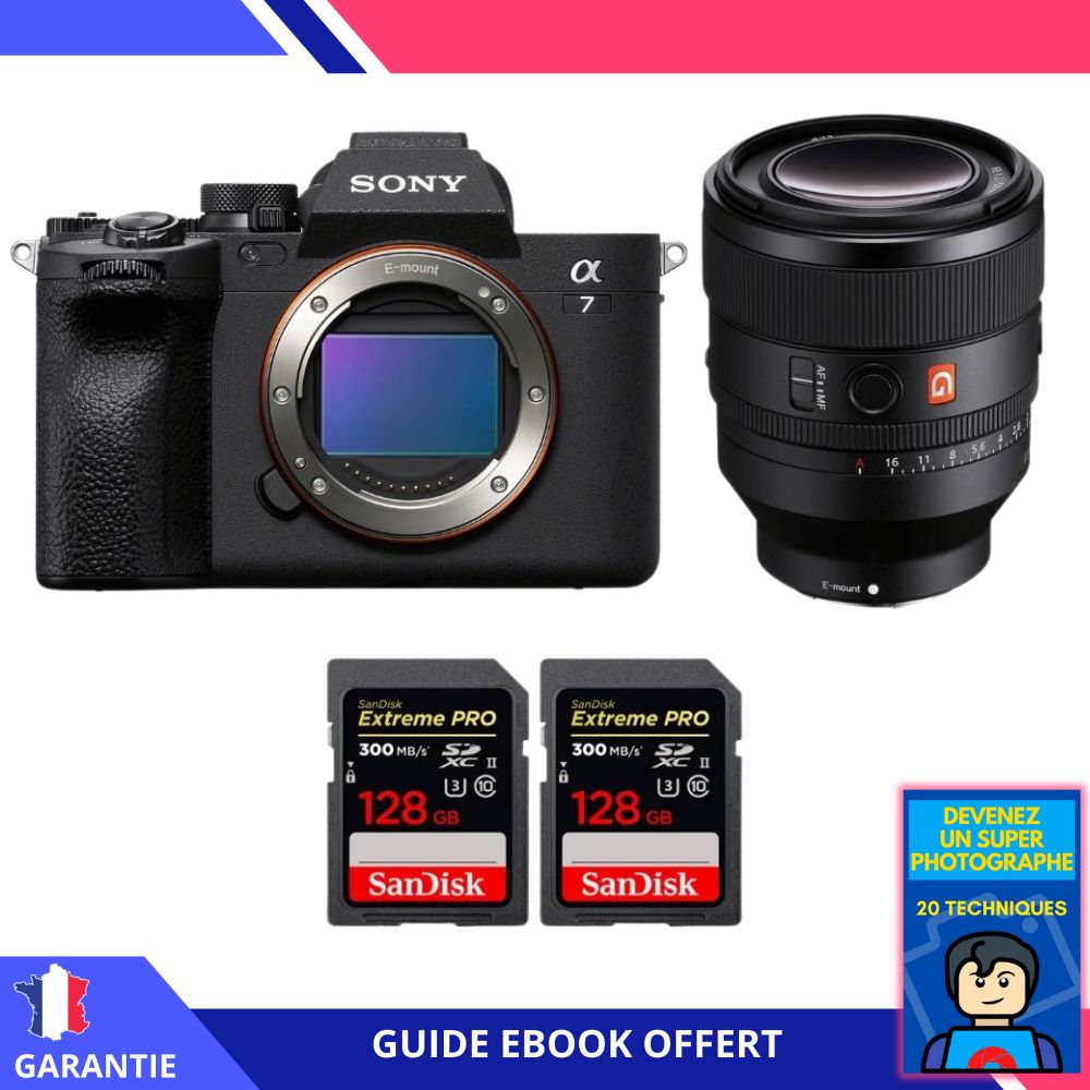 Sony A7 IV + FE 50mm f/1.2 GM + 2 SanDisk 128GB Extreme PRO UHS-II SDXC 300MB/s + Ebook 'Devenez Un Super Photographe' - Hybrid Sony