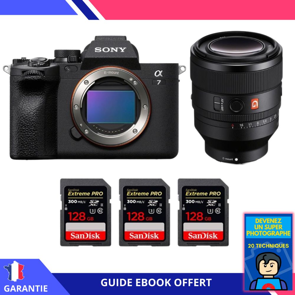 Sony A7 IV + FE 50mm f/1.2 GM + 3 SanDisk 128GB Extreme PRO UHS-II SDXC 300 MB/s + Ebook 'Devenez Un Super Photographe' - Hybrid Sony