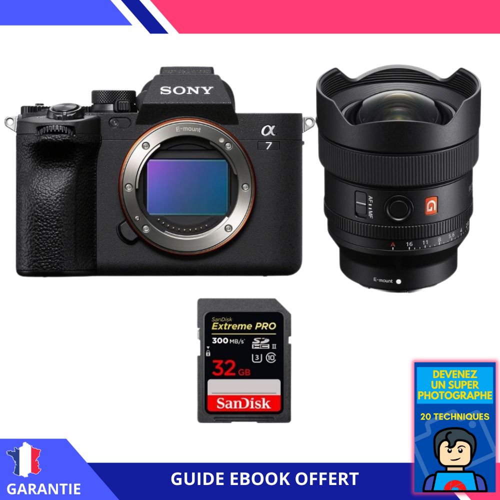Sony A7 IV + FE 14mm f/1.8 GM + 1 SanDisk 32GB Extreme PRO UHS-II SDXC 300 MB/s + Ebook 'Devenez Un Super Photographe' - Hybrid Sony