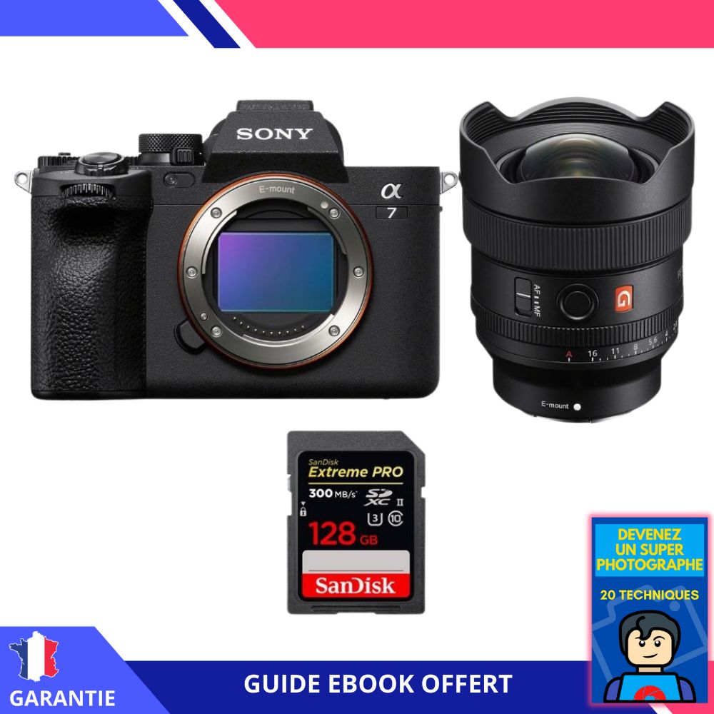 Sony A7 IV + FE 14mm f/1.8 GM + SanDisk 128GB Extreme PRO UHS-II SDXC 300 MB/s + Ebook 'Devenez Un Super Photographe' - Hybrid Sony