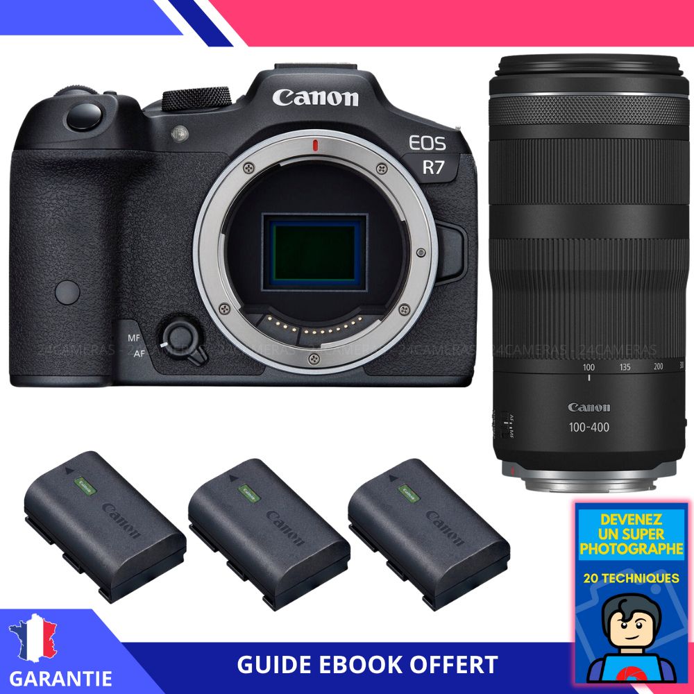 Canon EOS R7 + Objetivo RF 100-400mm IS + 3 baterías LP-E6NH + eBook 'Conviértete en un Superfotógrafo'