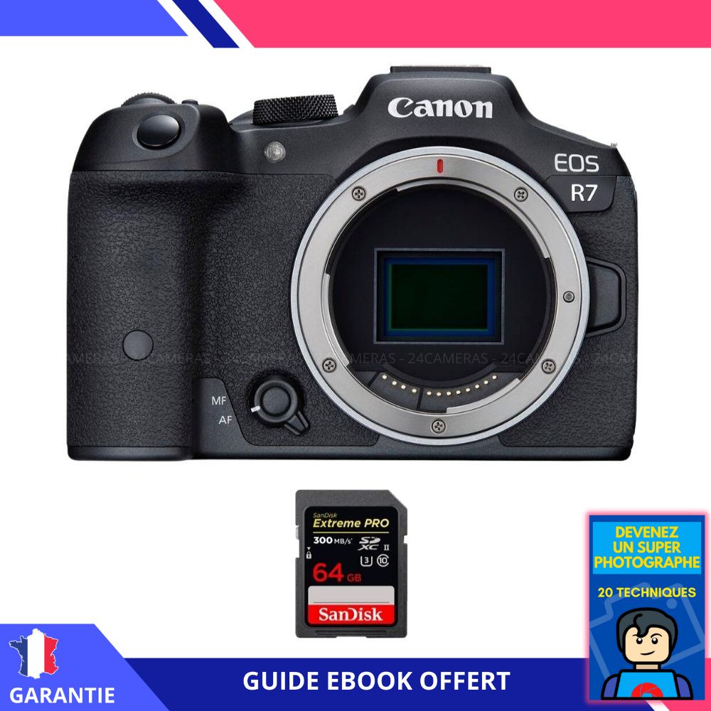 Canon EOS R7 + 1 SanDisk 64GB Extreme PRO UHS-II SDXC 300MB/s Memory Card + 'Become a Super Photographer' Ebook - Canon Hybrid