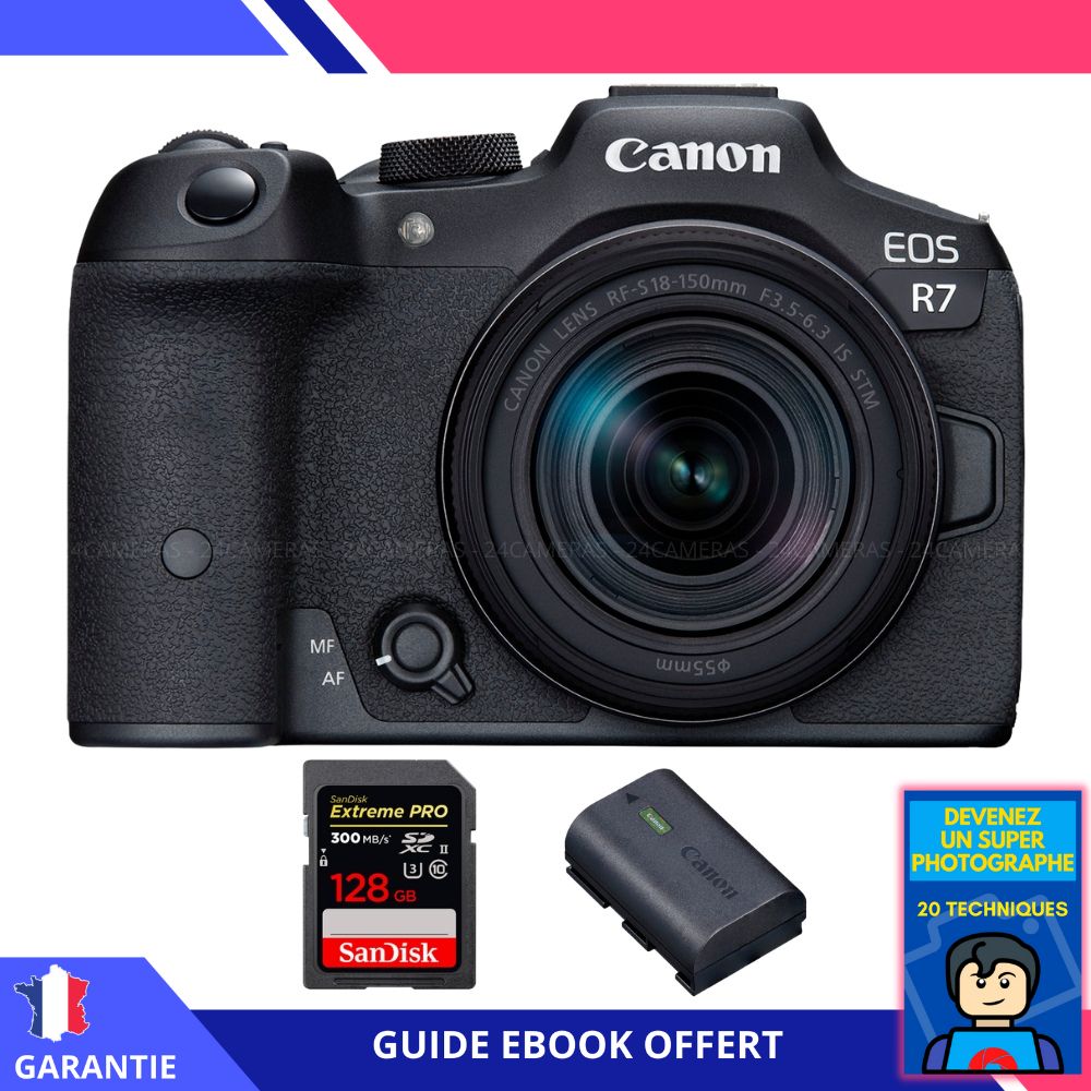 Canon EOS R7 + Lente RF-S 18-150mm STM + 1 Tarjeta SDXC SanDisk 128GB Extreme PRO UHS-II + 1 Batería Canon LP-E6NH + Ebook 'Conviértete en un Fotógrafo Super'