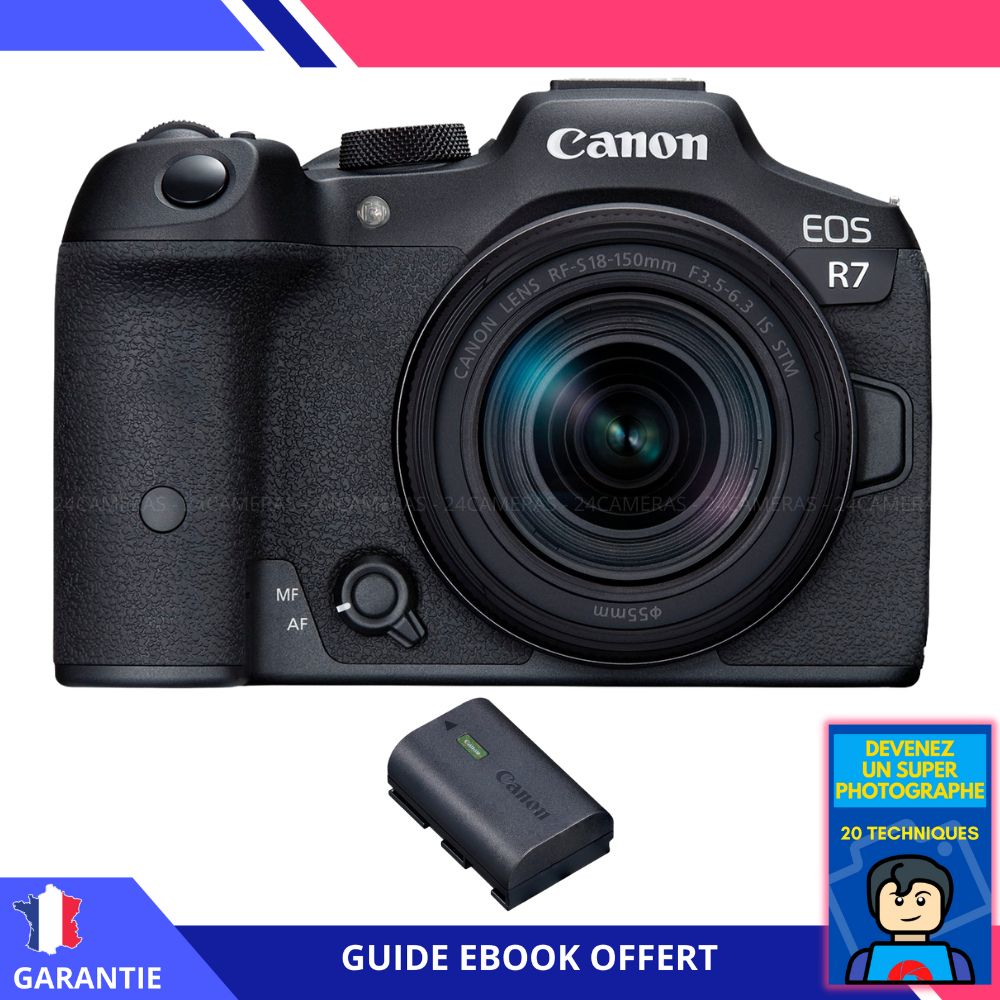 Canon EOS R7 + Lente RF-S 18-150mm STM + Batería LP-E6NH + Ebook 'Conviértete en un Fotógrafo Extraordinario' - Cámara híbrida