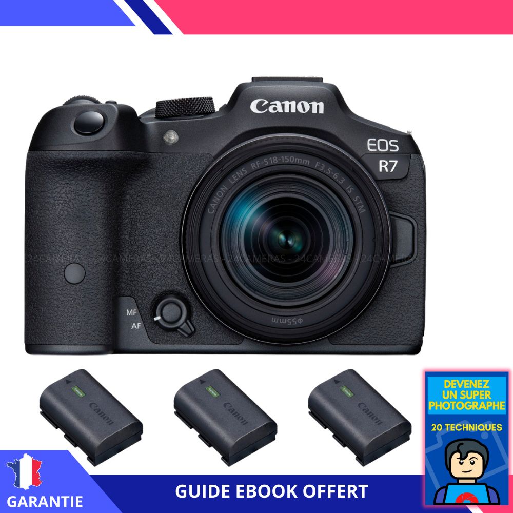 Canon EOS R7 + RF-S 18-150mm STM + 3 Canon LP-E6NH + Ebook 'Conviértete en un Super Fotógrafo' - Cámara híbrida