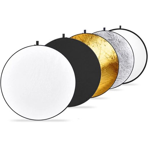 Greatmall 5-in-1 Foldable Reflector, Silver, Gold, White and Black, for Studio or Any Photography Setting