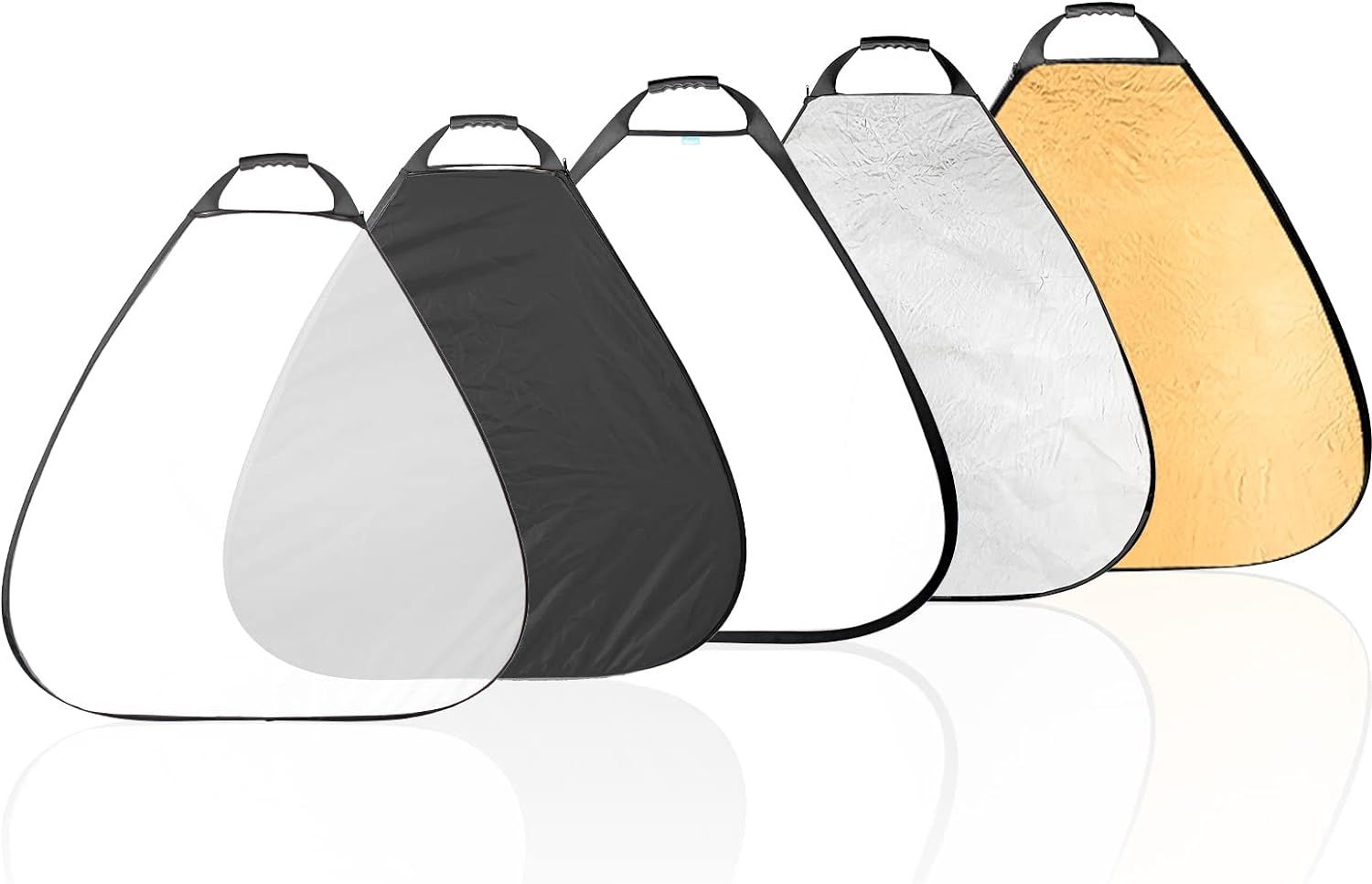 Greatmall 5-in-1 Reflector with Handle and Carrying Bag - White, Black, Gold, Silver