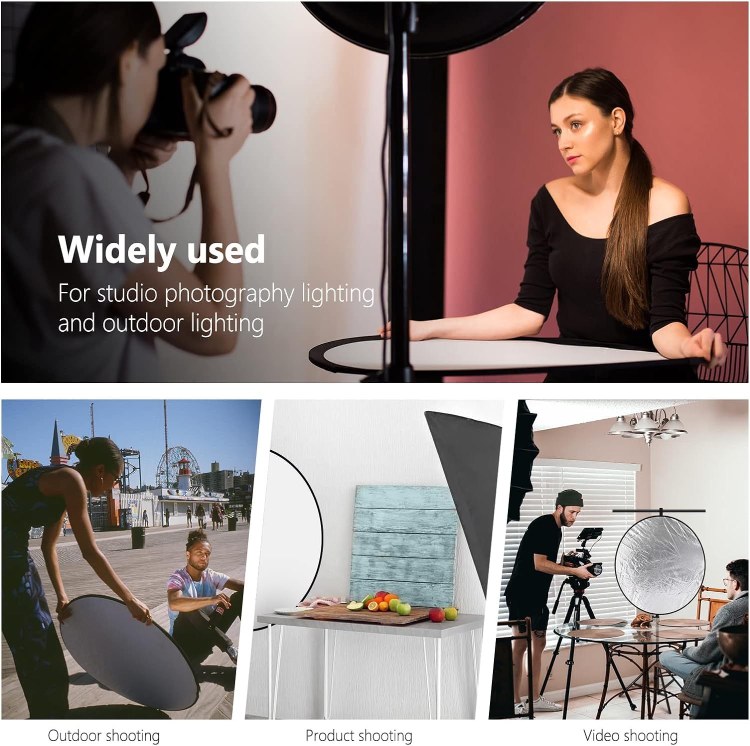Greatmall 5-in-1 Portable Reflector, 110cm Translucent, Silver, Gold, White and Black Demontable Multi Disc Light for Studio or Any Photography Situation