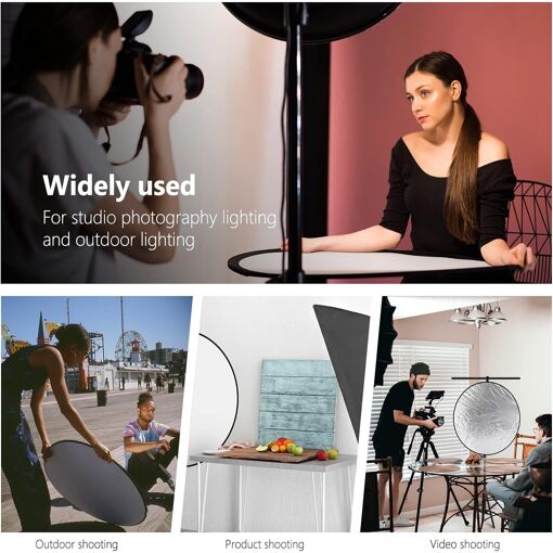 Greatmall 5-in-1 Portable Reflector, 110cm Translucent, Silver, Gold, White and Black Demontable Multi Disc Light for Studio or Any Photography Situation