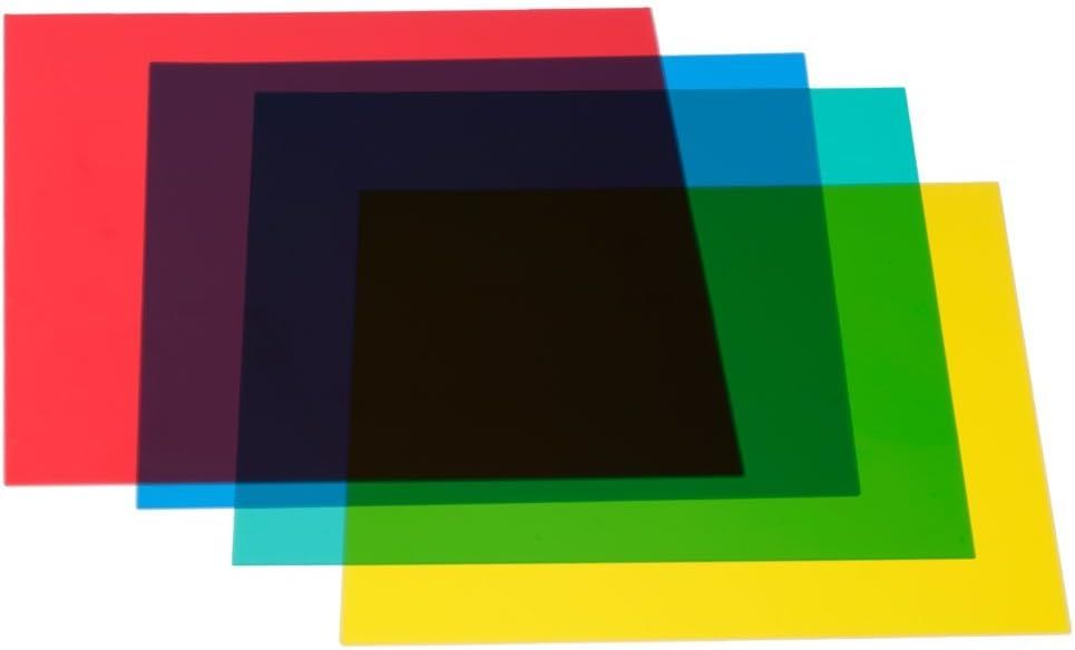 Greatmall 4-Color Gel Filter Kit (Red, Yellow, Green, Blue) - 12"x12"/30x30cm Color Correction for Video Lighting Studio Flash Stroboscopy