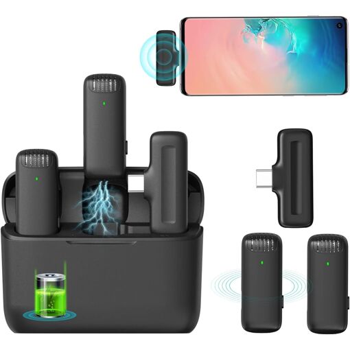 UniversalHouse Wireless Lapel Microphone, USB-C, Android Plug and Play, Noise Reduction