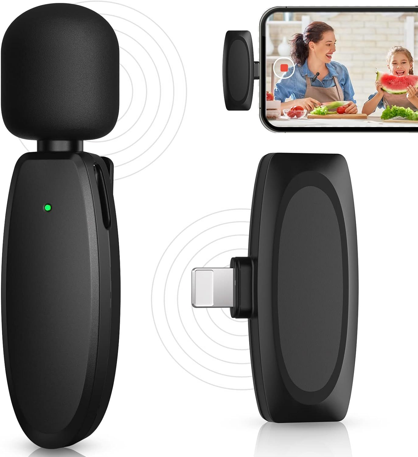 UniversalHouse Wireless Microphone, Hands-Free Lavalier Mic for iPhone iPad