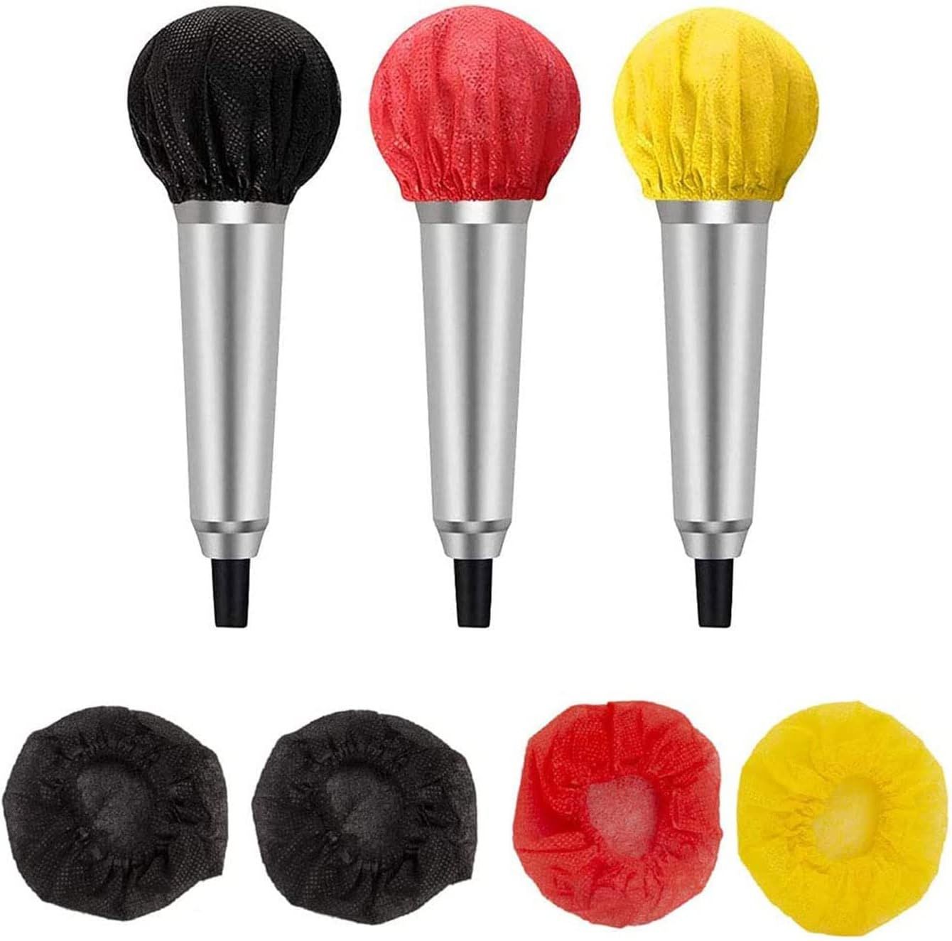UniversalHouse 60-Pack of 120 Microphone Covers (Black, Yellow), Non-Woven, Hygiene Microphone Shields for Karaoke, Concerts, and Recording