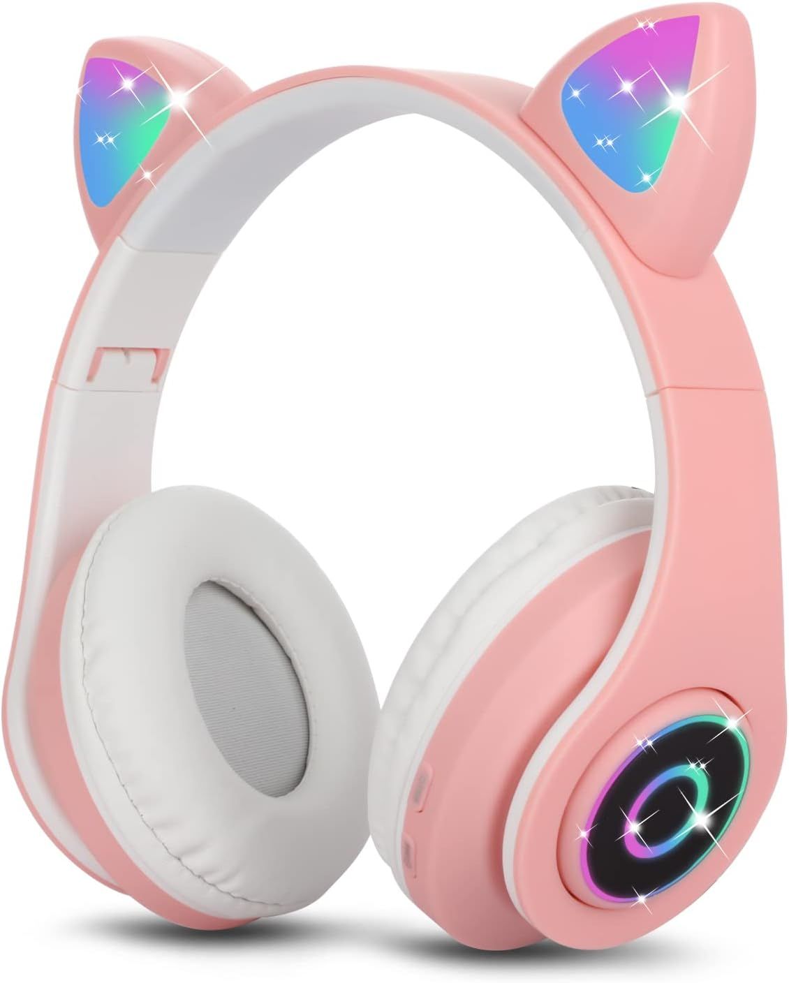 UniversalHouse Foldable Cat Bluetooth Headset (Pink) for Kids with Stereo Microphone