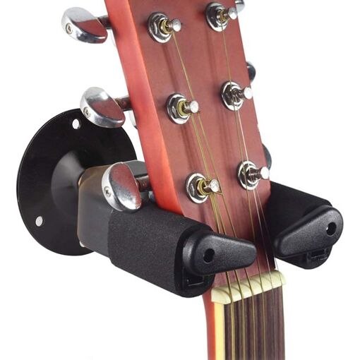 Support mural automatique de guitare UniversalHouse (Noir) avec verrouillage de sécurité pour guitares, basses, banjos, violons, mandolines et ukulélés