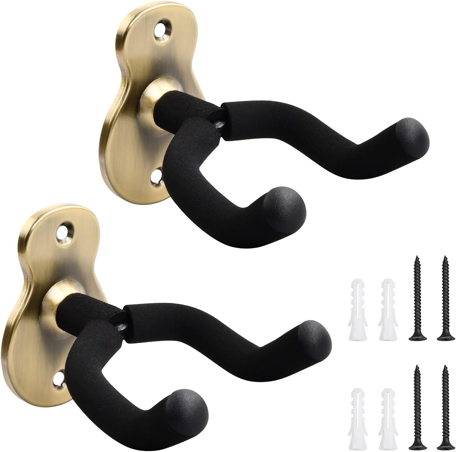 Support mural pour guitare UniversalHouse (Bronze) - Ensemble de 2 crochets métalliques pour basse, crochets pour guitare avec vis, crochets muraux pour porte, crochets pour banjo, ukulélé et violon
