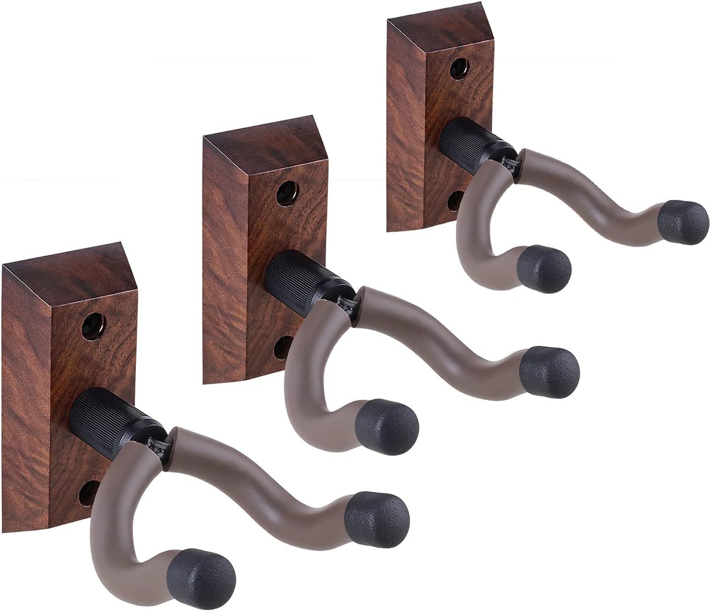 UniversalHouse Wall Mount Guitar Hooks - Set of 3 for Acoustic, Electric, Bass Guitars
