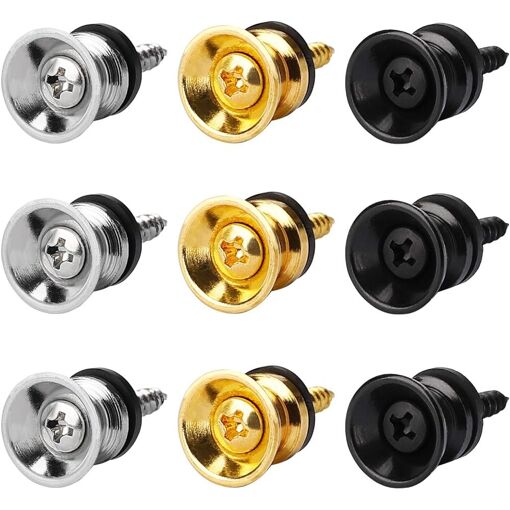Verrous de sangle pour guitare UniversalHouse (Argent, Or, Noir) - Paquet de 9