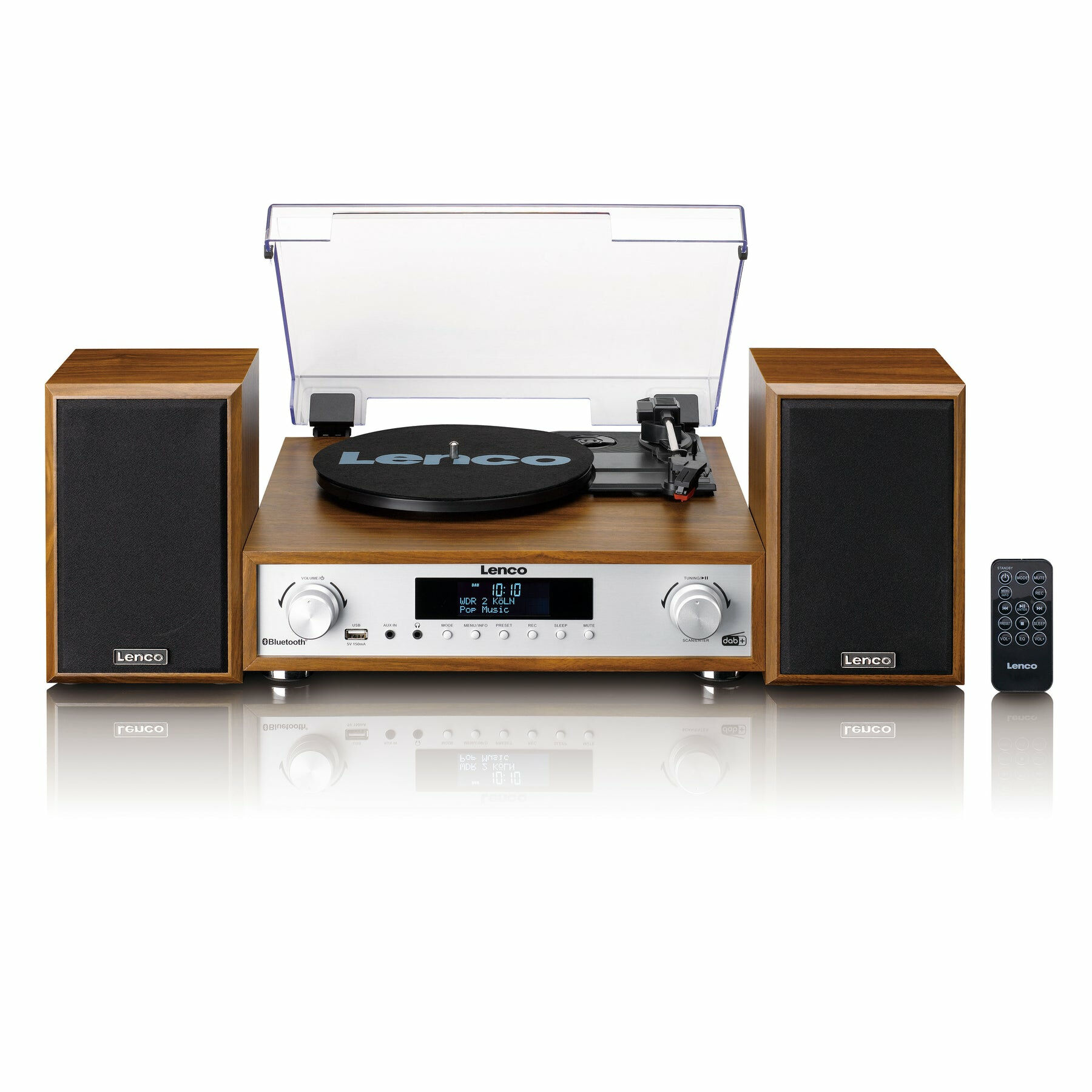 Lenco MC-160WD Belt-Driven Turntable - Manual, Wood, 10W