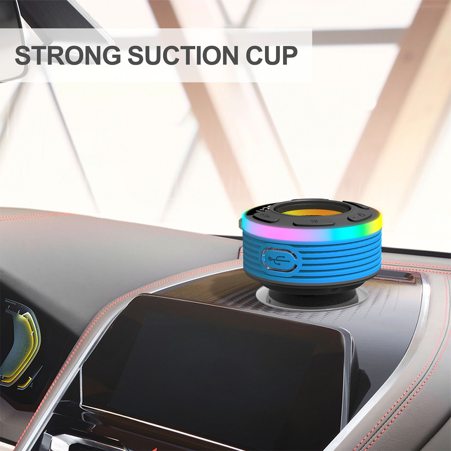 Haut-parleur de douche Bluetooth UniversalHouse, haut-parleur portable mini Bluetooth 5.1 étanche avec ventouse et crochet puissants, radio stéréo 360°, microphone intégré, 10 heures d'autonomie
