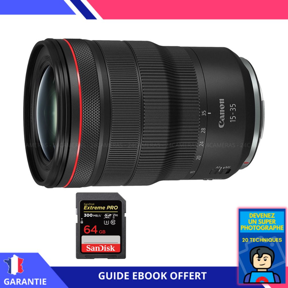 Canon RF 15-35mm f/2.8L IS USM Lens + 1 SanDisk 64GB UHS-II Card + Ebook: Become a Super Photographer