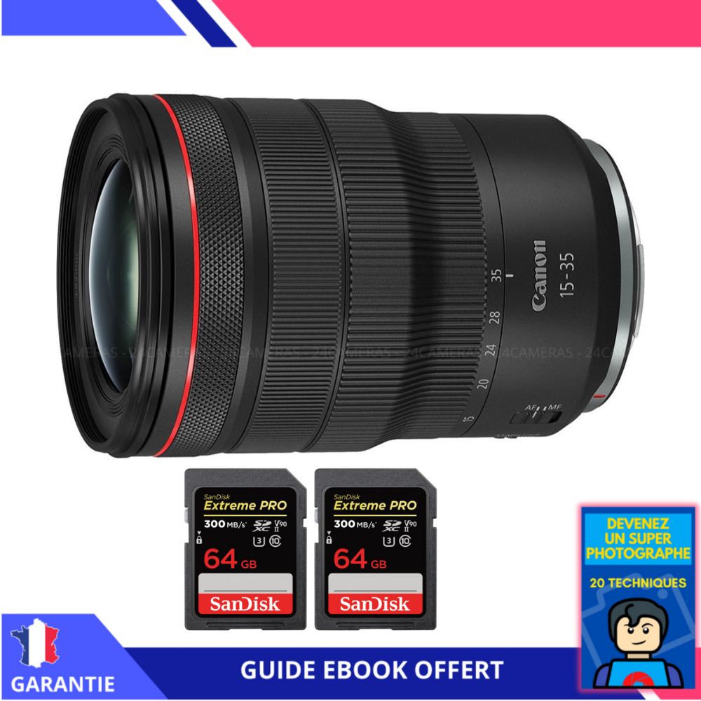 Canon RF 15-35mm f/2.8L IS USM Lens + 2x 64GB SanDisk UHS-II Cards + 'Become a Super Photographer' Ebook