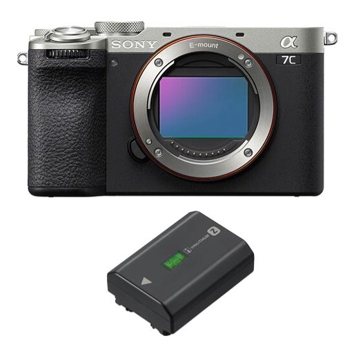 Sony Alpha a7C II Body, Silver + Sony NP-FZ100 Lithium-Ion Rechargeable Battery