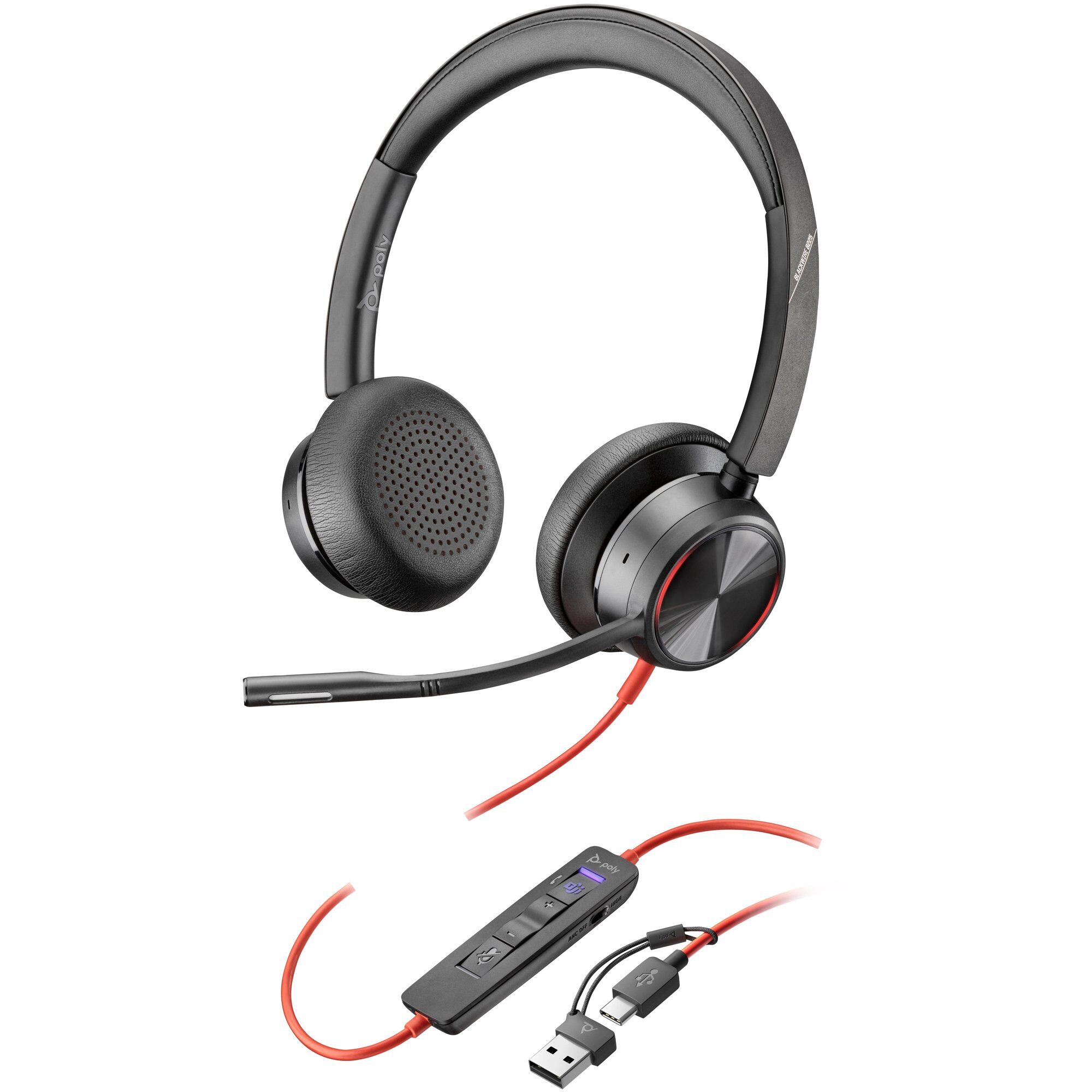 HP Blackwire 8225 - Poly Blackwire 8200 Series - Over-Ear Headset - Wired - Active Noise Cancellation - USB-C - Black - Certified for Microsoft Teams, UC
