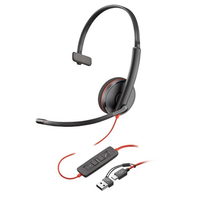 HP Blackwire 3215 - Blackwire 3200 Series Headset - Wired Over-Ear Headphone with 3.5mm Jack and USB-C - Black