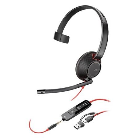 HP Blackwire 5210 - Blackwire 5200 Series Headset - Over-Ear Wired Headset - 3.5mm Jack, USB-C - Black - Certified for Microsoft Teams, Skype for Business, Cisco Jabber, Avaya