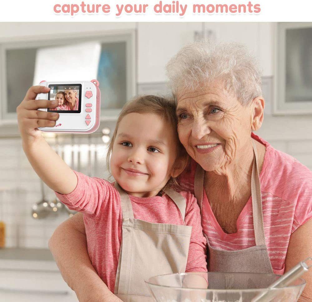 UniversalHouse Kids' Instant Print Digital Camera - 1080p HD, 2.0-inch Screen, TF Card, Gift for Girls Boys Age 3-12, Pink
