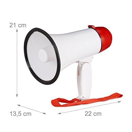 Relaxdays Megaphone, 10W Plastic Speaker, Red/White