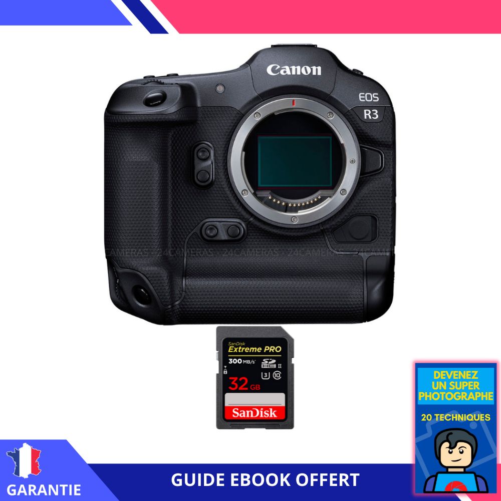 Canon EOS R3 + 1 SanDisk 32GB Extreme PRO UHS-II SDXC 300MB/s Memory Card + Ebook 'Become a Super Photographer'