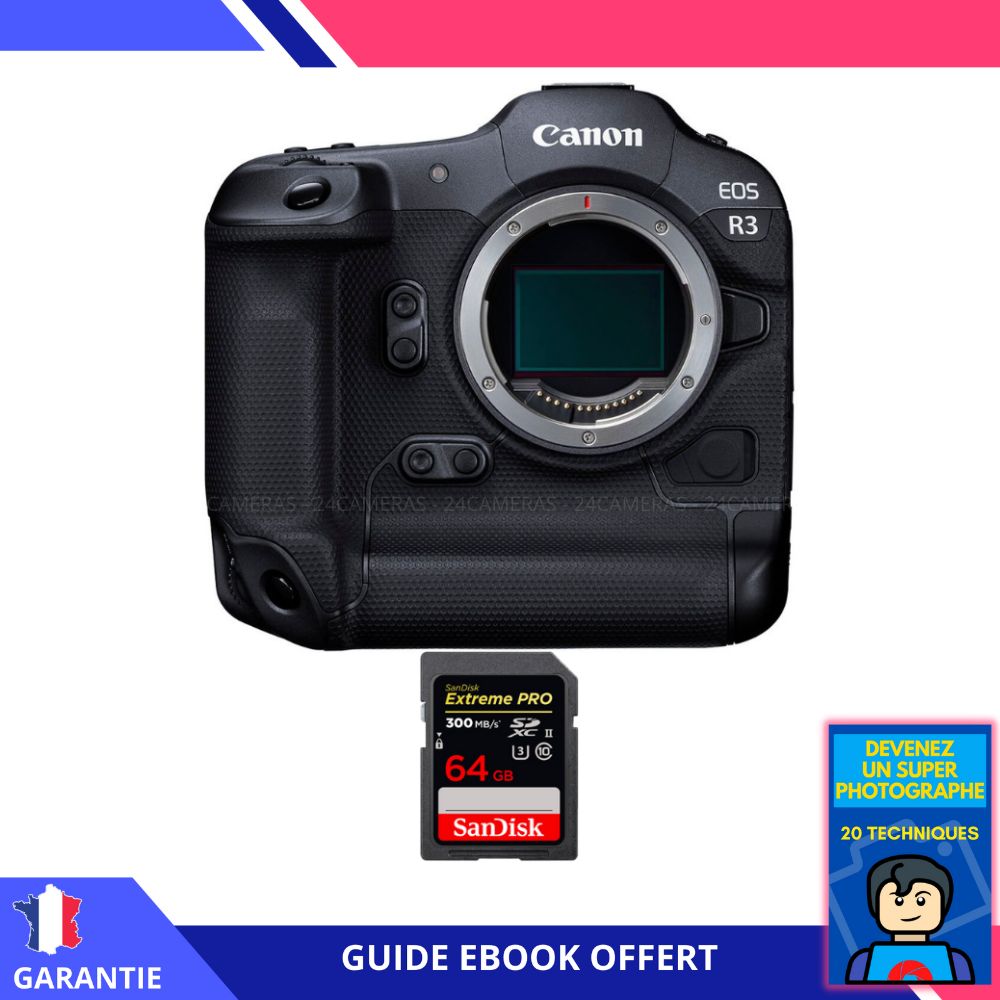 Canon EOS R3 Camera + 64GB SanDisk Extreme PRO UHS-II SDXC Card + Ebook 'Become a Super Photographer'