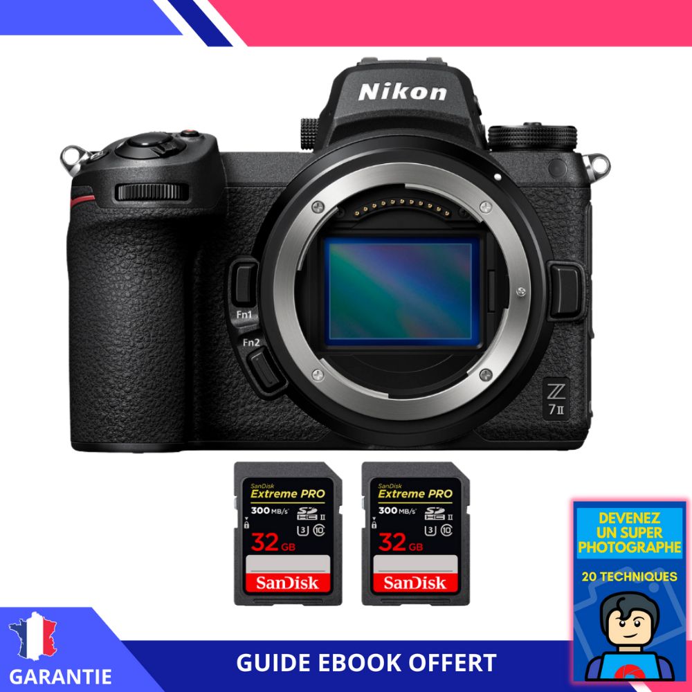 Nikon Z7 II Nu + 2 SanDisk 32GB Extreme PRO UHS-II SDXC 300 MB/s + Ebook 'Devenez Un Super Photographe'