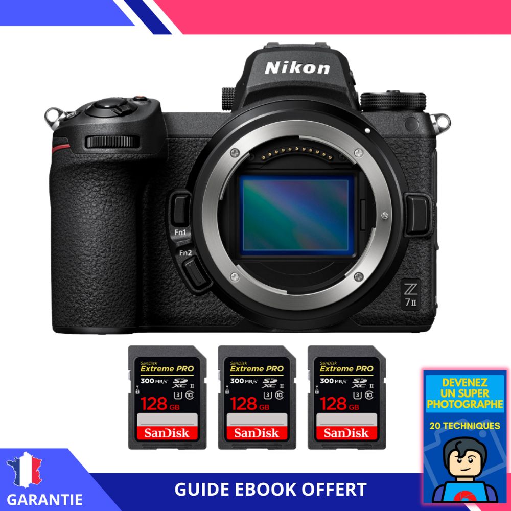 Nikon Z7 II Nu + 3 SanDisk 128GB Extreme PRO UHS-II SDXC 300MB/s + Ebook 'Devenez Un Super Photographe'