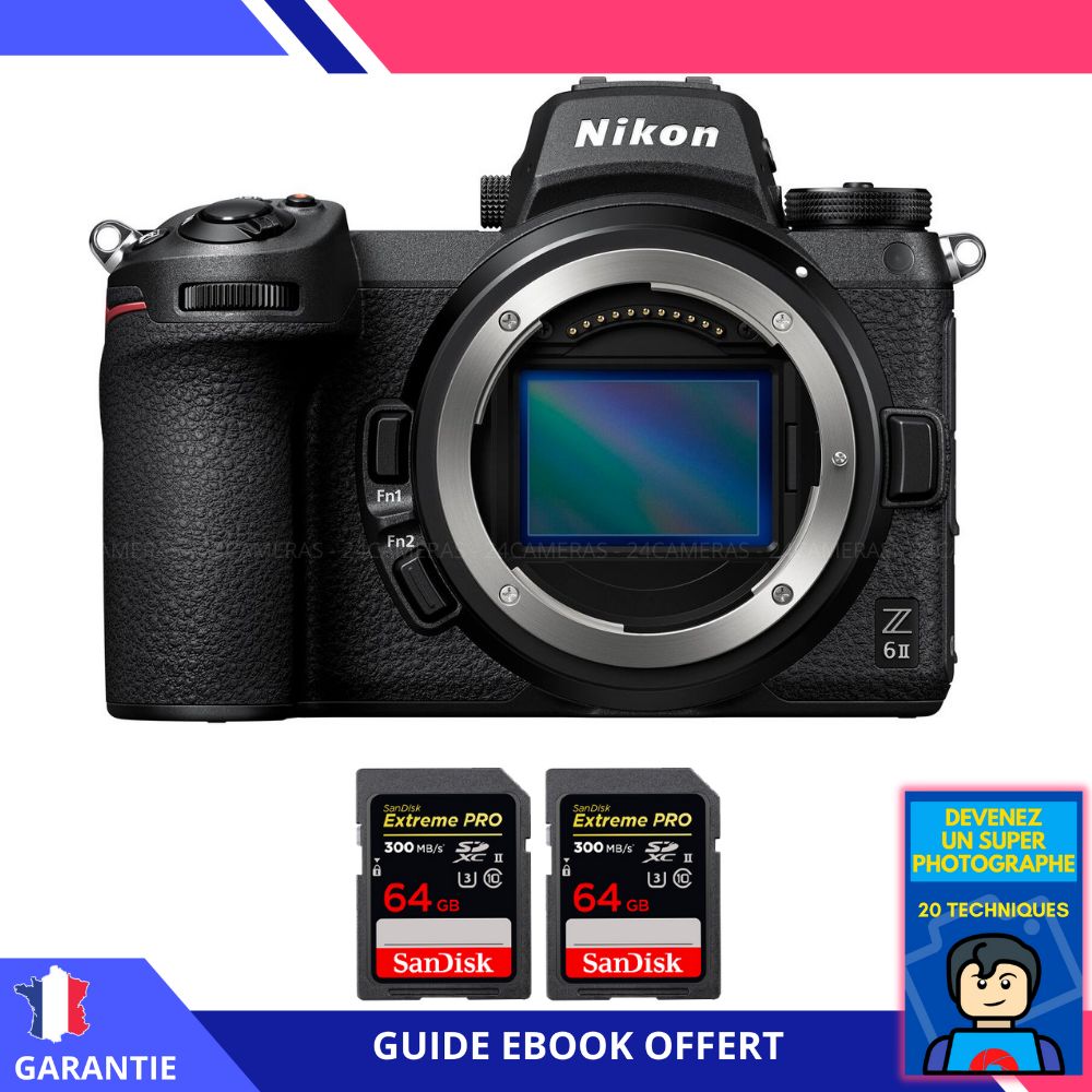 Nikon Z6 II Nu + 2 SanDisk 64GB Extreme PRO UHS-II SDXC 300MB/s Card Kit