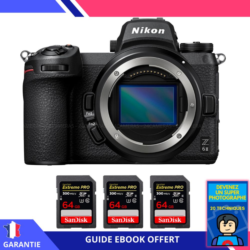 Nikon Z6 II Body + 3 SanDisk 64GB Extreme PRO UHS-II SDXC 300MB/s Cards + Ebook 'Become a Super Photographer'