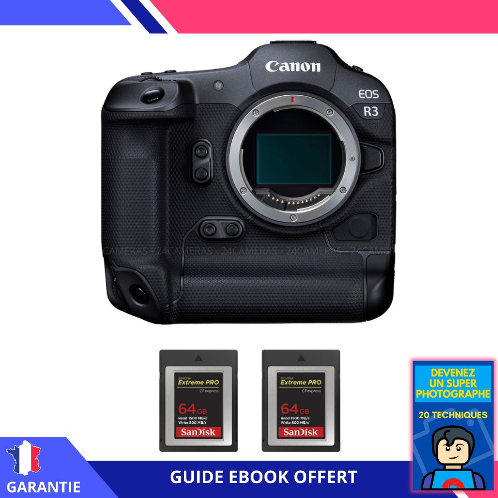 Canon EOS R3 Nu + 2 x SanDisk 64Go Extreme PRO CFexpress Type B + Ebook 'Devenez un Super Photographe'